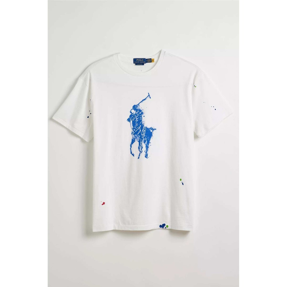 NWT Polo Ralph Lauren White Paint Splatter Big Pony T-Shirt Classic Fit XXL